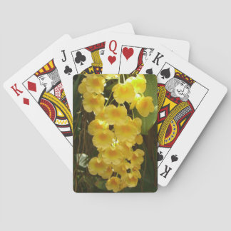 Hanging Yellow Orchids Tropical Flowers Playing Cards