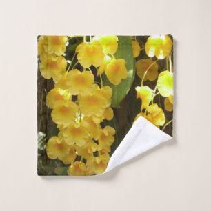 Hanging Yellow Orchids Tropical Flowers Wash Cloth
