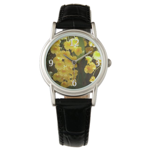Hanging Yellow Orchids Tropical Flowers Watch (Front)
