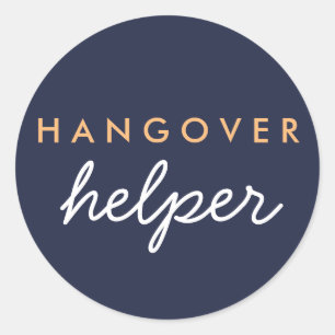 Hangover Helper Wedding Favour Sticker Navy Peach