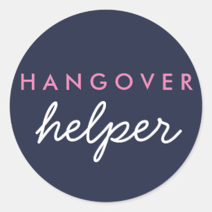 Hangover Helper Wedding Favour Sticker Navy Pink