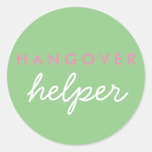 Hangover Helper Wedding Favour Sticker Sage Pink