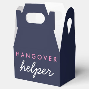 Hangover Helper Wedding Favour w Hashtag Navy Pink Box