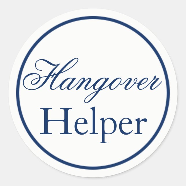 "Hangover Helper" Wedding Sticker - Navy (Front)