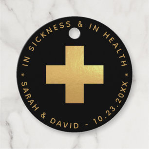 Hangover Kit Black Faux Gold In Sickness & Health Favour Tags