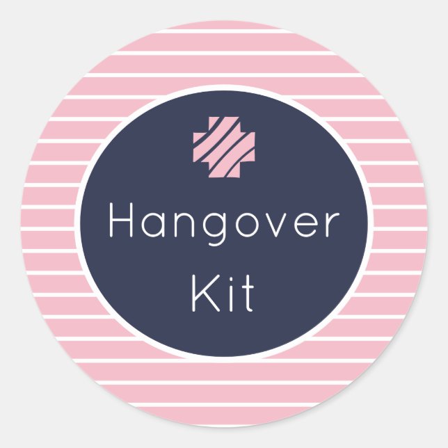 Hangover Kit Pink and Navy Striped Stickers (Front)