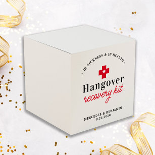 Hangover Recovery Kit Personalised Wedding Square  Favour Box