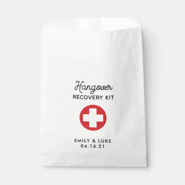 Hangover Recovery Kit, Wedding Recovery Kit Favour Bags (Front)
