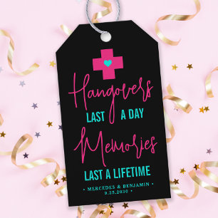 Hangover Relief Kit Hot Pink Teal Wedding Favour Gift Tags
