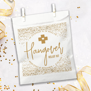 Hangover Relief Kit Modern Gold Glitter Wedding Favour Bags
