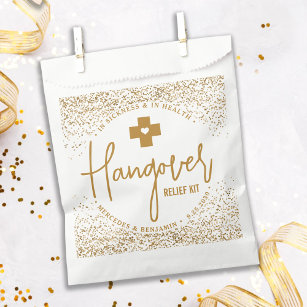 Hangover Relief Kit Modern Gold Glitter Wedding  Favour Bags