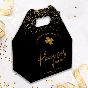 Hangover Relief Kit Modern Gold Glitter Wedding Favour Box