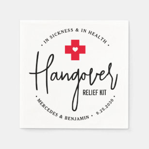 Hangover Relief Kit Personalised Wedding Favour  Napkin