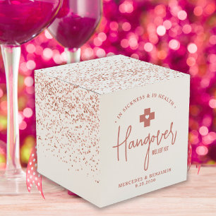 Hangover Relief Kit Rose Gold Glitter Wedding Favour Box
