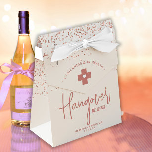 Hangover Relief Kit Rose Gold Glitter Wedding  Favour Box