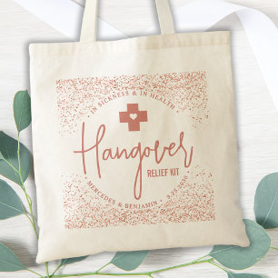 Hangover Relief Kit Rose Gold Wedding Favour Tote Bag