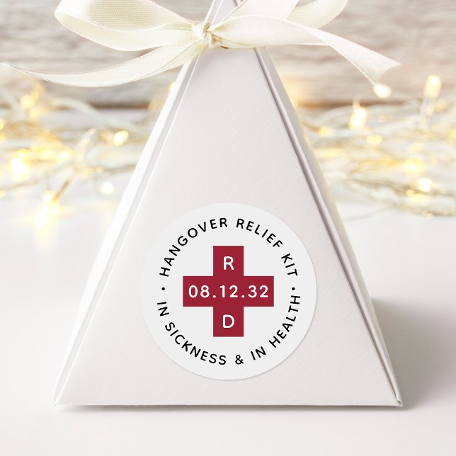Hangover Relief Kit | Wedding Favour Classic Round Sticker (Creator Uploaded)