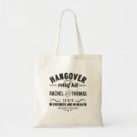 Hangover Relief Kit | Wedding Favour Tote Bag<br><div class="desc">Stock these totes with water, snacks, and pain reliever, and give them as wedding favours or welcome bags... your tired guests will thank you! Design features "Hangover Relief Kit -- In Sickness and In Health" in black vintage apothecary style text, with your names and wedding date. If needed, click "Customise...</div>