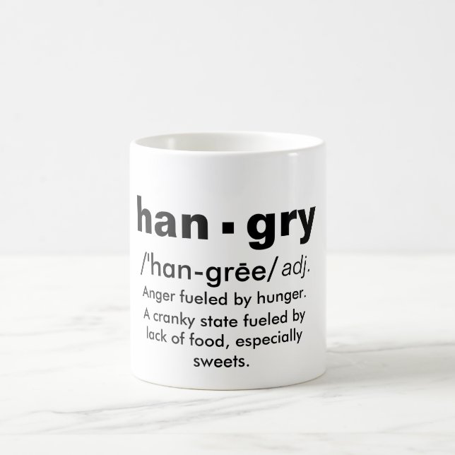 "hangry" definition coffee mug (Center)