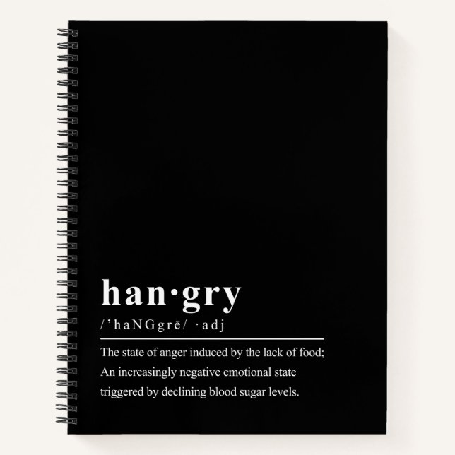 Hangry Dictionary Definition DIY Cookbook Notebook (Front)