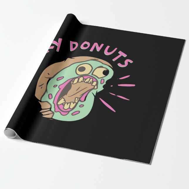 Hangry Doughnut Mascot Wrapping Paper (Unrolled)