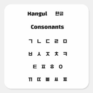 Hangul consonants / 한글 자음 square sticker