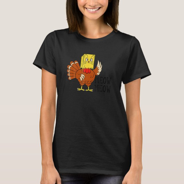 Hanksgiving Urkey Fake Meow Meow Cat Kitten T-Shirt (Front)