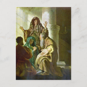 Hannah and Simeon in the temple by Rembrandt Postcard