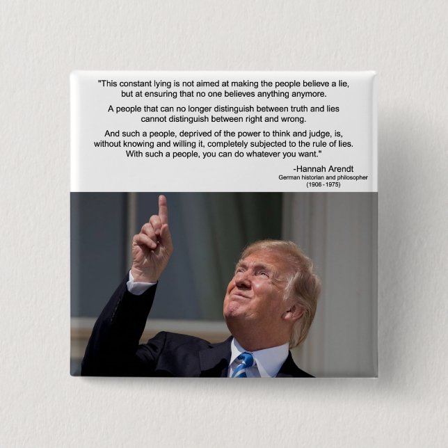 Hannah Arendt Quote Button (Front)