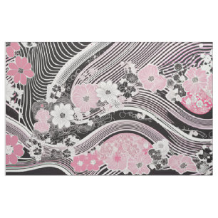 HANNAH collection   Modern Japanese Pink & Black Fabric