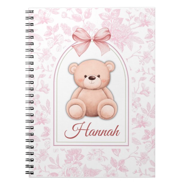 Hannah | Custom Pink Teddy Bear Nursery Design  Notebook (Front)