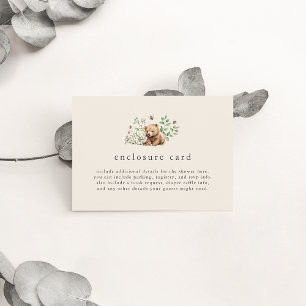 HANNAH Gender Neutral Vintage Woodland Baby Shower Enclosure Card