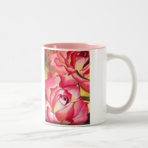 Hannah Gordon pink rose flower watercolor art Two-Tone Coffee Mug