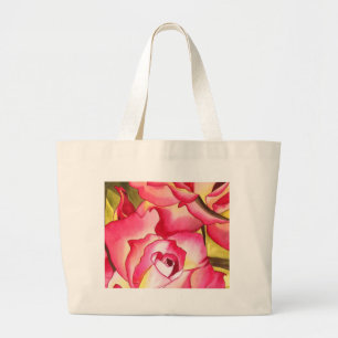Hannah Gordon pink Rose watercolor art Large Tote Bag