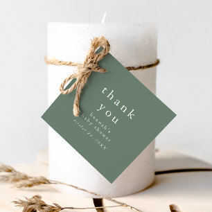 HANNAH Green Rustic Simple Baby Shower Thank You Favour Tags