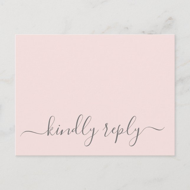 Hannah Modern Simple Pink Meal Choice RSVP Wedding Postcard (Front)