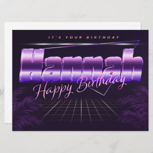 Hannah Name First name lila retro Map Birthday Card