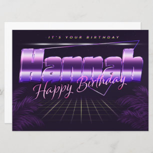Hannah Name First name lila retro Map Birthday Card