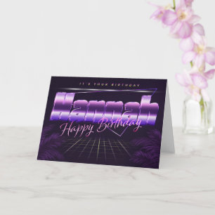 Hannah Name Vorname lila retro Karte Geburtstag Card
