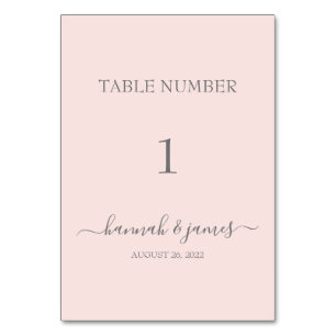 Hannah   Romantic Blush Pink Calligraphy Table Number