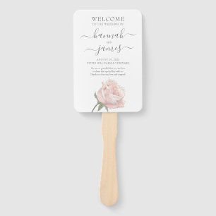 Hannah Romantic Blush Rose Calligraphy Hand Fan