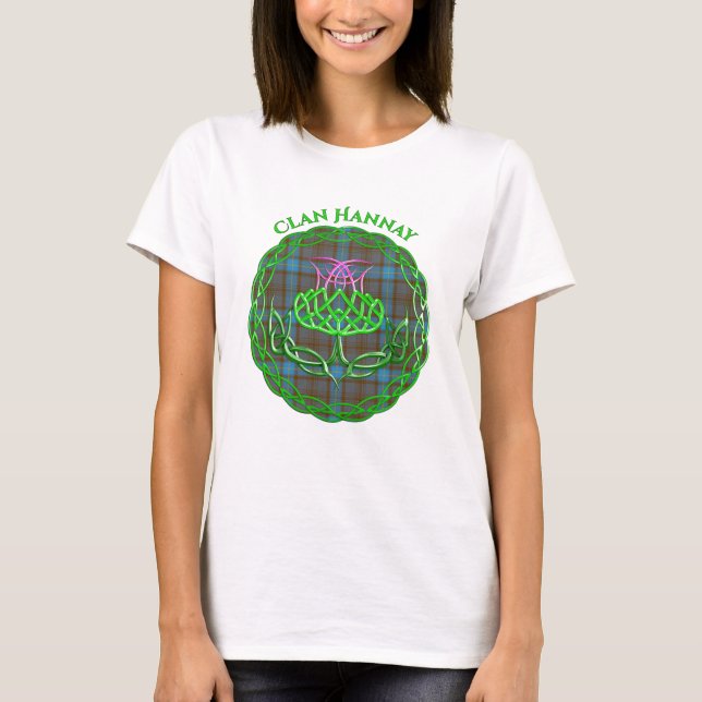 Hannah Scottish Tartan Celtic Thistle T-Shirt (Front)