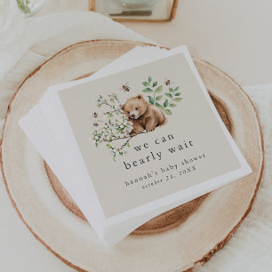 HANNAH Vintage We Can Bearly Wait Baby Shower Napkin
