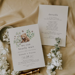 HANNAH Vintage We Can Bearly Wait Couples Shower Invitation