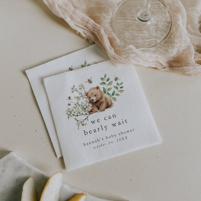 HANNAH We Can Bearly Wait Woodland Baby Shower Napkin (HANNAH We Can Bearly Wait Woodland Baby Shower Napkins)