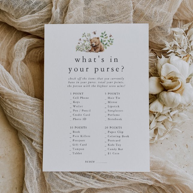 HANNAH Woodland What's In Your Purse Game Card (HANNAH Woodland What's In Your Purse Game Card)