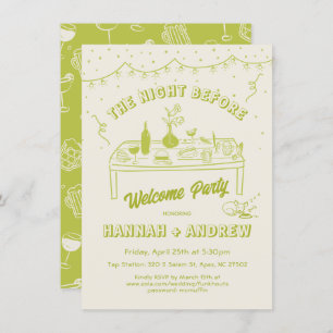 Hannah's Welcome Night Before chihuahua Green Invitation