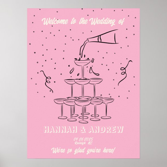Hannah's Welcome Wedding Champange tower Poster (Front)