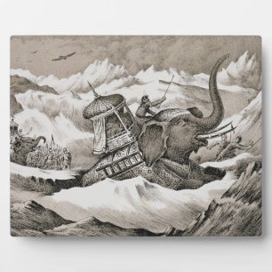Hannibal (247-c.183 BC) and his war elephants cros Plaque