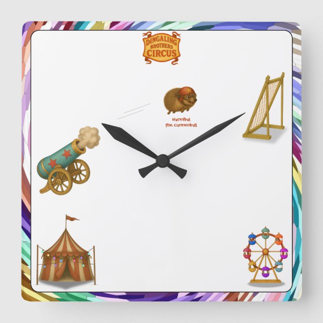 Hannibal the Cannonball Square Wall Clock (Front)